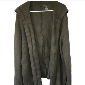 Soft & Sexy Plush Hooded Cardigan - Green | Size Large